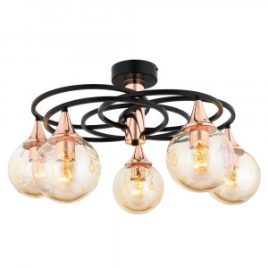 Lustra neagra/maro din metal cu 5 becuri Sam The Home Collection
