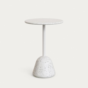 Masa bar exterior alba din ciment 70 cm Saura 99 Round Kave Home