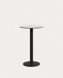 Masa bar exterior alba/neagra din metal 60 cm Esilda Kave Home