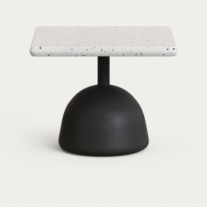 Masa cafea alba/neagra din ciment 44x44 cm Saura Kave Home