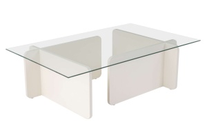 Masa de cafea alba din sticla 65x105 cm Flavio The Home Collection