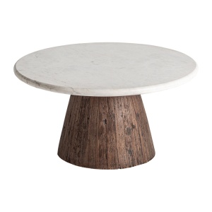 Masa de cafea alba/maro din marmura 80 cm Skorup Vical Home