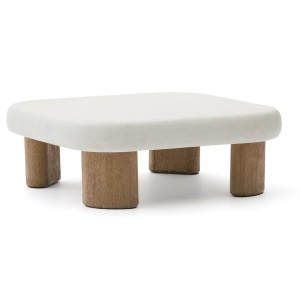 Masa de cafea exterior alba/maro din ciment 80x80 cm Labra Kave Home