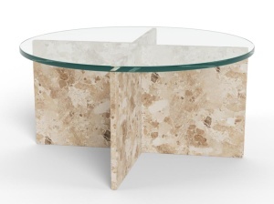 Masa de cafea maro deschis din marmura 90 cm Vega Quiet Object