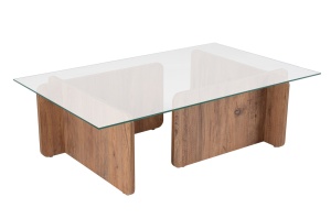 Masa de cafea maro din sticla 65x105 cm Flavio Nordure