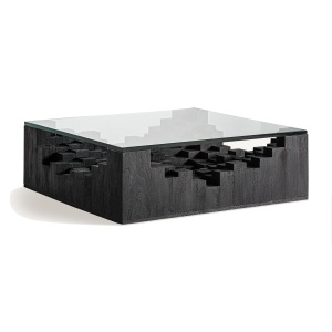 Masa de cafea neagra din lemn 118x118 cm Petria Vical Home