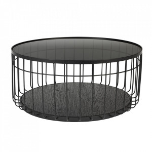 Masa de cafea neagra din metal 80 cm Lance Quiet Object