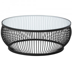Masa de cafea neagra din metal 93 cm Klusi Thai Natura