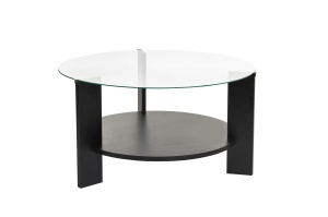 Masa de cafea neagra din sticla 75 cm Clara Wood Black Transparent Nordure