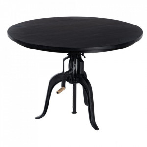 Masa dining ajustabila neagra din lemn de mango si fier 78 cm Ontur Denzzo