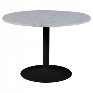 Masa dining alba/neagra din marmura 110 cm Tarifa Quiet Object