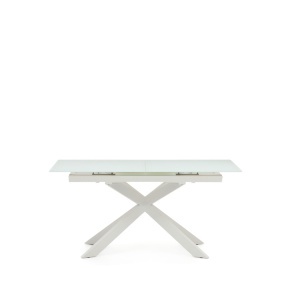 Masa dining extensibila alba din metal 90x160(210) cm Vashti Kave Home