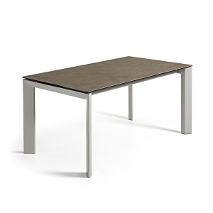 Masa dining extensibila alba/maro din metal 90x(140)200 cm Axis Vulcano Ash Kave Home