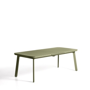 Masa dining extensibila exterior verde din metal 100x220(280) cm Izola Kave Home