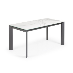 Masa dining extensibila gri/alba din metal 90x(160)220 cm Axis Kalos Kave Home
