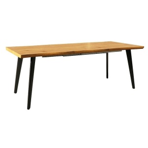 Masa dining extensibila maro inchis/neagra din metal 80x120(180) cm Fresno The Home Collection