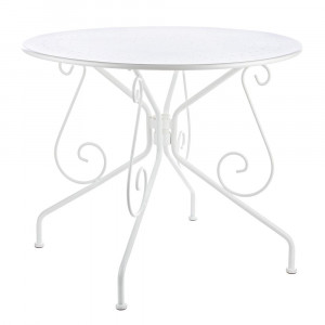 Masa dining exterior alba din metal 90 cm Etienne Bizzotto