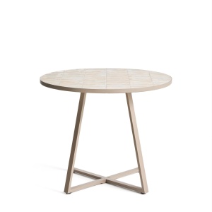 Masa dining exterior bej/ecru din metal 90 cm Tella Kave Home