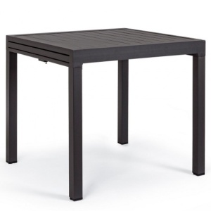 Masa dining exterior extensibila gri carbune din metal 80x83(166) cm Pelagius Bizzotto