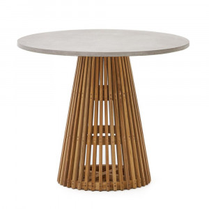 Masa dining exterior gri/maro din lemn 90 cm Alcaufar Kave Home