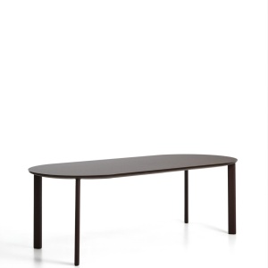 Masa dining exterior maro din metal 100x230 cm Erice Kave Home