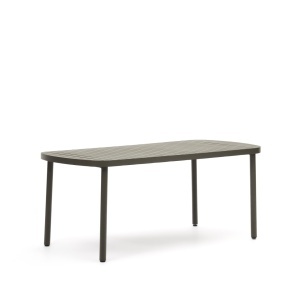 Masa dining exterior verde din metal 90x180 cm Joncols Kave Home