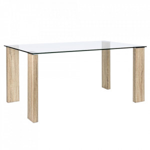 Masa dining transparenta/maro din sticla 90x160 cm New Arley Bizzotto