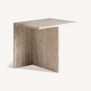 Masa laterala bej din piatra 50x50 cm Theuville Vical Home