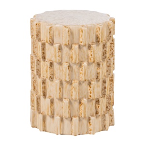 Masa laterala bej nisipiu din ceramica 35 cm Axu Woood