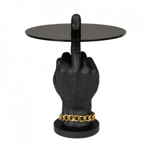 Masa laterala neagra din sticla 40 cm Fother Mucker Bold Monkey