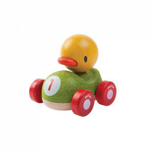 Masina de jucarie multicolora din lemn Duck Racer Plan Toys