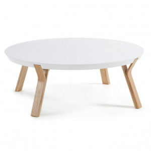 Masuta de cafea alba/maro din MDF si lemn de frasin 90 cm Dilos Kave Home