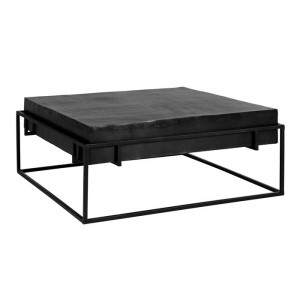 Masuta de cafea neagra din aluminiu si fier 90x90 cm Bolder Richmond Interiors
