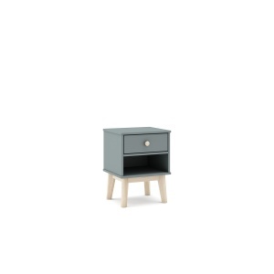 Noptiera alba/kaki din lemn Esteban The Home Collection