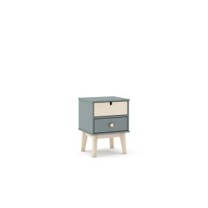Noptiera alba/kaki din lemn Estefania The Home Collection