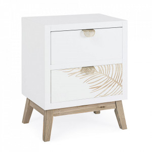 Noptiera alba/maro din lemn Folium Bizzotto