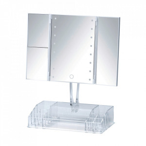 Oglinda de masa cu LED cu suport pentru bijuterii din plastic 34x39 cm Fanano Wenko