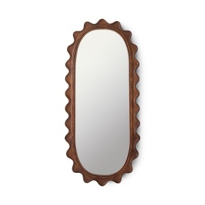 Oglinda ovala maro din lemn 61x135 cm Wooden HKliving