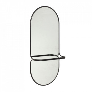 Oglinda ovala neagra din metal 46x102 cm Carry Hubsch
