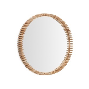 Oglinda rotunda maro din lemn 80 cm Polke Kave Home