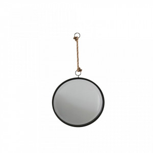 Oglinda rotunda neagra din metal 32 cm Rope Factory The Home Collection