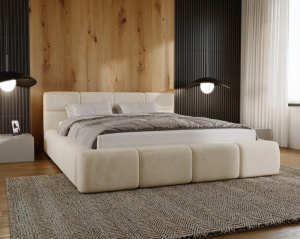 Pat beige din catifea 140x200 cm Orso FURPOL