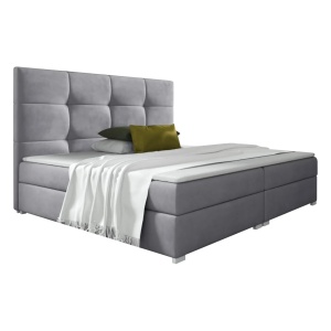 Pat gri din textil 160x200 cm Hari I Boxspring FURPOL