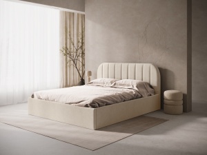 Pat maro cappuccino din textil 160x200 cm Susan Micadoni
