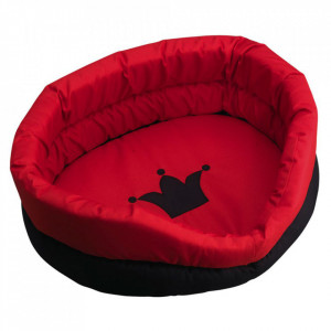Patut pentru animale de companie rosu/negru din textil Crown XXL Happy-House