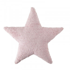 Perna decorativa roz din bumbac pentru copii 54x54 cm Star Pink Lorena Canals