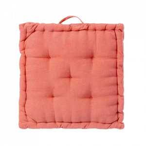 Perna patrata rosu corai din poliester si bumbac pentru podea 45x45 cm Loving Colours Unimasa