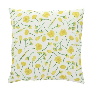 Perna pentru exterior patrata multicolora din fibre sintetice 49x49 cm Flowers Yellow Esschert Design