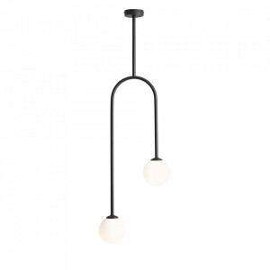 Plafoniera alba/neagra din sticla cu 2 becuri Nave Quiet Object