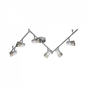 Plafoniera argintie/alba din metal cu 6 becuri Ice MW Glasberg